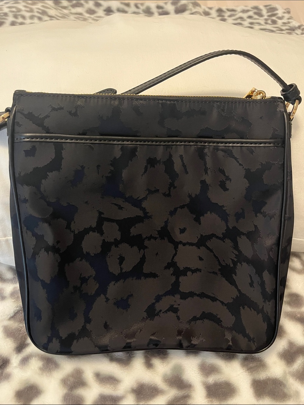Michael Kors Black Leopard-Print Crossbody Pouch with Gold Hardware - Picture 3 of 5